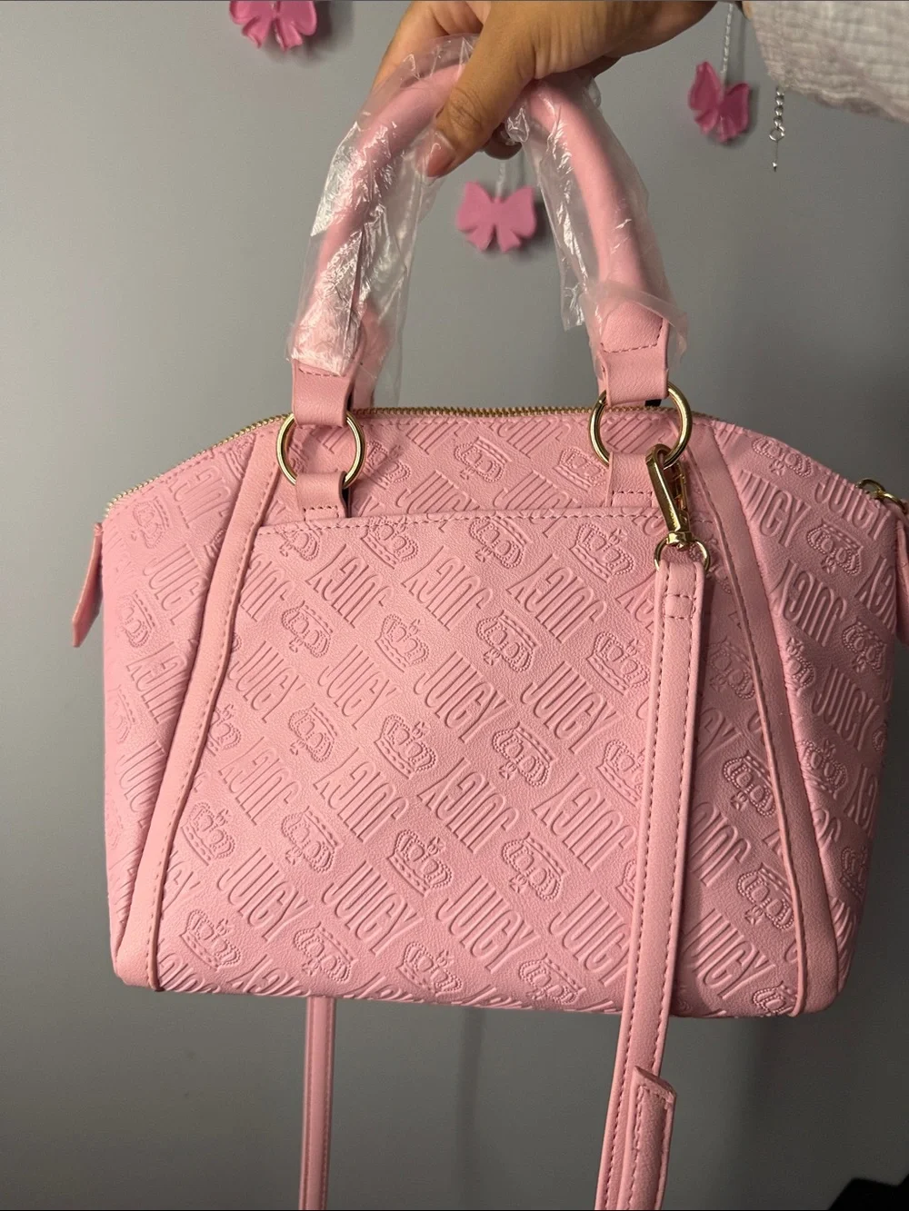 NWT Juicy Couture Pink Embossed Satchel Purse